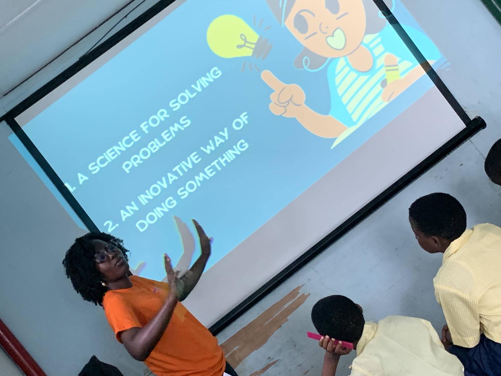 A lesson slide projected for a class